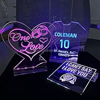 Blank Customized LED Acrylic Engagement Card Congratulations, Wedding Gift Cards, New Home card Congratulations Cards Personalized with Lights, Stainless Steel TOUCH SWITCH