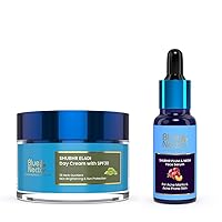 Blue Nectar Kumkumadi Day Face Moisturizer Cream with SPF 30 (1.7 Oz) and Plum Face Serum for Acne Prone Skin, Oil-Free Solution for Oily Skin (1 Fl Oz)