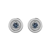 Tiny Circle Stud Earrings in 925 Sterling Silver 2MM Round Natural London Blue Topaz Minimalist Delicate Jewelry
