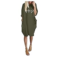Long Summer Dresses for Women 2024 Plus Size, Dress for Women Oversized Baggy Long Sleeve Pocket Print Pullove