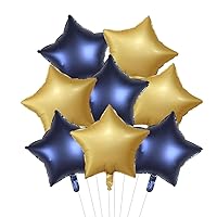 20 pcs 18inch Navy Blue Gold Star Foil Balloons, Matte Blue Gold Star shaped Helium Balloons Mylar Balloons for Wedding Graduation Decoration Birthday Party Balloons