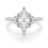 10K Solid White Gold Handmade Engagement Ring 2 CT Marquise Cut Moissanite Diamond Solitaire Wedding/Bridal Ring for Womens/Her Bridal Ring