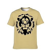 Mens Funny-Cool T-Shirt Graphic-Tees Novelty-Vintage Short-Sleeve Hip Hop: Lion Print Khaki Active Sport Teen Wear Party Gift