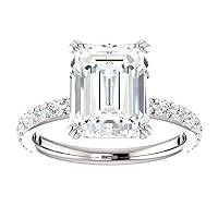 Emerald Cut Moissanite Solitaire Ring, 7.0ct, Sterling Silver, Bridal Engagement Ring
