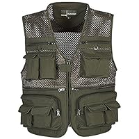 Flygo Mens Summer Outdoor Work Safari Fishing Travel Photo Vest with Pockets