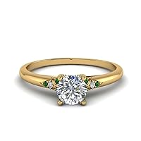 Choose Your Gemstone Petite Dome Engagement Ring Yellow Gold Plated Round Shape Petite Engagement Rings Gemstone Wedding Promise Gift Casual Wear Party Wear Daily Wear Office Wear US Size 4 to 12