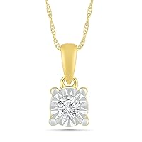 DGOLD 10kt Yellow Gold round Diamond Solitaire Fashion Pendant (0.10 Cttw)