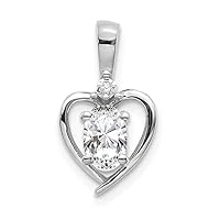 14k White Gold Oval Polished Prong set Open back White Topaz Diamond Pendant Necklace Measures 17x10mm Wide Jewelry Gifts for Women