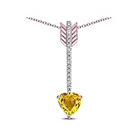 Solid 10k Gold 6mm Heart Arrow Bar Pendant Necklace