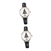 BESTOYARD 2 Pcs Christmas Watch Wrist Watch for Women Bling Watch Wrist Watch for Girl Fashion Watches for Women Women's Wrist Watches Xmas Wristwatch Gift Stainless Steel Cartoon Miss