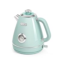 Hazel Quinn Retro Electric Kettle - 1.7 Liters / 57.5 Ounces Tea Kettle with Thermometer, All Stainless Steel, 1200 Watts Fast Boiling, BPA-free, Cordless, Automatic Shut Off - Mint Green