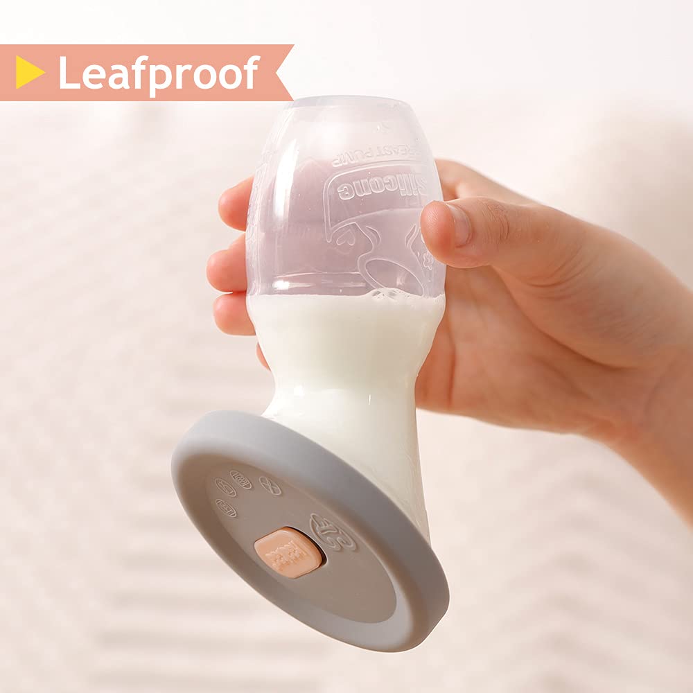 haakaa Manual Breast Pump Breastfeeding Pump 4oz/100ml+Lid Food Grade Silicone Bundle with Ladybug Silicone Milk Collector 2pk