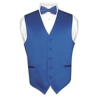 Men's Dress Vest & BowTie Solid ROYAL BLUE Color Bow Tie Set for Suit or Tuxedo