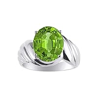 Classic Designer Style Oval 12X10MM Solitaire Gemstone Ring - Gem Jewelry for Women & Girls in Sterling Silver, Sizes 5-13
