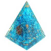 Orgone Pyramid with healing crystal and stones/ Aquamarine Orgone Energy Generator Nubian Pyramid for EMF Protection/Chakra balancing & Positive Energy Generator/Inner Growth-Psychic Strength Booster
