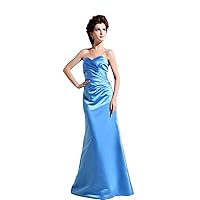 Women's Aqua Blue Satin A-Line Strapless Sweetheart Bridesmaid Dresses