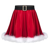 YiZYiF Kids Girls Christmas Skirt Santa Costume Children Skater Skating Dance Tutu Skirt Holiday Dress up