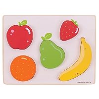 Bigjigs Toys Wooden Chunky Lift and See Puzzle - Fruit
