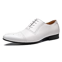 Men's Modern Derby Lace-up Brogue Dress Wing Tip Classic Genuine Leather Oxford Shoes for Wedding Casual Formal Business