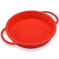CAKETIME 9 Inch Cake Pan, Round Silicone Cake Mold for Baking, Metal Reinforced Frame with Handle Easy to Move
