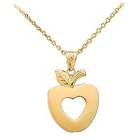YELLOW GOLD APPLE HEART PENDANT NECKLACE - Gold Purity:: 14K, Pendant/Necklace Option: Pendant With 20