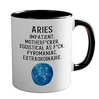 Zodiac Two Tone Black Edition Coffee Mug 11oz - Aries Definition - Aries Men Birthday Women Bornday Boy Horoscope Girl Astrology Fans Friend Constellation