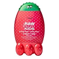 Raw Sugar Kids Strawberry Vanilla Bubble Bath + Body Wash 12 Oz. Made with Plant Derived Ingredients. Vegan and Free of Sulfates and Parabens. (1 Pack)