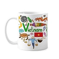 Vietnam Love Heart Landscap National Flag Mug Pottery Ceramic Coffee Porcelain Cup Tableware