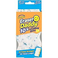 Scrub Daddy Eraser Sponge - Eraser Daddy 10x - Durable Melamine Eraser, Dual-Sided Scrubber, Temperature Controlled, Water Activated, All Purpose Cleaning for Walls, Baseboards, Kitchen Bathroom 2ct