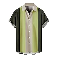 Vintage Bowling Shirt Hawaiian Shirt Holiday Casual Vintage Button Down Guayabera Short Sleeve Linen Shirts for Men