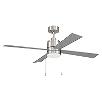 Craftmade McCoy 52 in. 4-Blade Indoor Brushed Polished Nickel Finish Ceiling Fan with Pull Chains and Integrated LED Light Kit