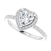 JEWELERYIUM 1 CT Heart Colorless Moissanite Engagement Ring for Women/Her, Wedding Bridal Ring Set, Eternity Sterling Silver Solid Diamond Solitaire Prong for Her