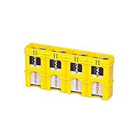 by Powerpax Slimline 9 Volt Battery Storage Caddy, Yellow, Holds 4 Batteries (Not Included)