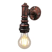 KUYT Sconce Fixture Vintage Steame26/E27 Led Antique Metal Water Pipe Wall Lamp Loft Industrial Iron Wall Light Lighting Decor Living Balcony Cafe Room Bedside Indoor Corridor Stairs Indoor H/Red