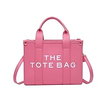 NEGBIU Tote Bags for Women, Leather Mini Tote Bag with Zipper, Shoulder/Crossbody/Handbag（10.2 * 7.8 * 3.5in (Rose Red)