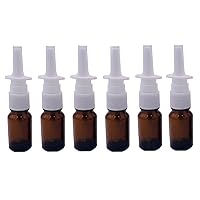 6PCS Travel-Sized 5ML Empty Refillable Amber Glass Nasal Spray Bottle Pump Sprayers Cleanser Container For Cosmetic Dispensing Wash Makeup Perfume Bottles Sold Empty