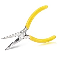 Needle Nose Pliers 5 Inch Precision Long Nose Pliers Small Jewelry Pliers Craftsman Tools for Bending Wire, Handcraft, PCB Board, Working in Tight Areas