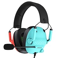 Jeecoo J50 Gaming Headset for Switch PS4 PS5 Xbox One S/X - Stereo Sound Headphones with Microphone, Folding, Lightweight Comfortable Fit Compatible with PC Laptop Mobile Devices - Red & Blue