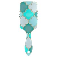 Hair Brush Moroccan Mosque Window Blue Turquoise Teal Paddle Brush Plastic Detangling Brushes for Women Improve Hair Texture
