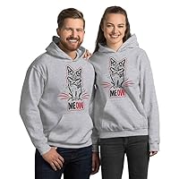 Grumpy Cat says MEOW Graphic Hoodie White and Grey Hooded Sweatshirt - Ideal for Couples