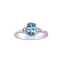 Diamond & Blue Topaz Ring set in Sterling Silver