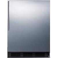 Summit Appliance CT663BKBISSHVADA ADA Compliant Built-in Undercounter Refrigerator-Freezer for Residential Use, Cycle Defrost with Stainless Steel Wrapped Door, Thin Handle and Black Cabinet