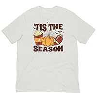 Tis The Season Retro Fall Season Football Pumpkin Spice Latte Halloween Vintage Tee Shirt