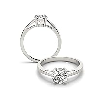 Gold Engagement Rings with 1ct Diamond for Her Set Solitaire Wedding Ring for Women, Bridal 4 Prongs Ring Set