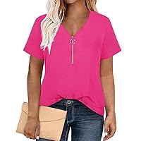 RITERA Plus Size Tops for Womens Polo Shirt Zipper Tshirt Office Business V Neck Tunic Work Blouses Dressy Collared Clothes