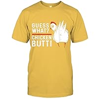 Funny Cartoon Shirt, Guess What Chicken Butt White Design Top for Women and Men T-Shirt (Daisy;S)