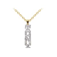 RYLOS Necklaces For Women Gold Necklaces for Women & Men 14K Yellow Gold or White Gold Personalized Block Lettering Vertical Diamond Nameplate Necklace Special Order, Made to Order Necklace