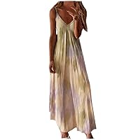 Maxi Dresses for Women 2024 Long Sleeve Plus Size, Tie-dye Plus Print Fashion Size Sexy Sleeveless Women Dress