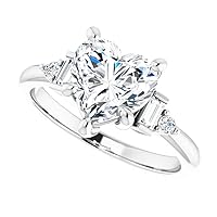Moissanite Star Moissanite Ring Heart 2.0 CT, Moissanite Engagement Ring/Moissanite Wedding Ring/Moissanite Bridal Ring Set, Sterling Silver Ring, Perfact Gifts for Wife