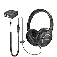 Avantree HF2039 Universal Compatible Wired TV Headphones, Simple to Use for Seniors, Extra Long Cord, Support Samsung, LG, Vizio, Sony, Support Both Digital Optical and Aux RCA Analog Audio Port